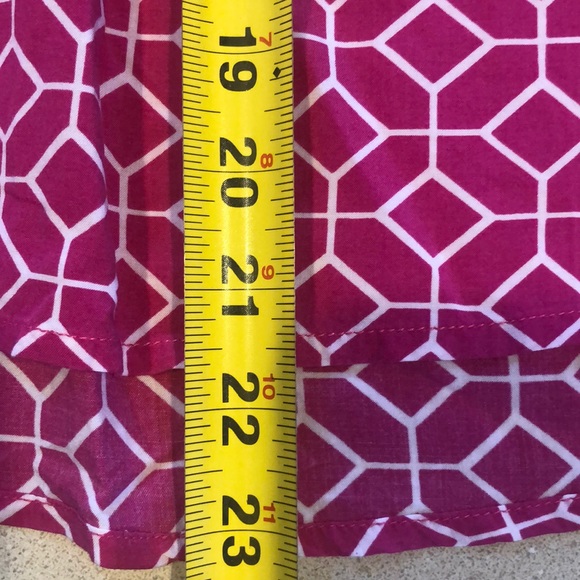 🔴 CROWN & IVY LONG SLEEVE GEOMETRIC PRINT BLOUSE PINK WHITE GREEN SIZE PS - Picture 12 of 14